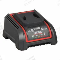 RIDGID Battery Charger: Single-Port Charging, For 18V DC, 4 Ah Charged in 1-Hour, 100-240V AC (MPN 64383). Key specifications — attr1255775: Rapid; attr1255810: 18V DC; attr1255811: (1) 18V; attr1255812: 100-240V AC.