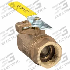 APOLLO Manual Two-Way Ball Valve: 1 1/2 in, Bronze, Straight, FNPT x FNPT, Std Port, Two-Piece, PTFE (MPN 75-107-01). Key specifications — Brand: APOLLO; Handle: Locking Lever.