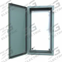 HAMMOND Electrical Enclosure: Steel, 30 in x 16 in x 8 in, NEMA 12/13, w/Panel, Solid Cover, Hinged (MPN 1418KG8). Key specifications — Brand: HAMMOND; Closure Method: Clamps; Knockouts: Not Included.