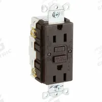 HUBBELL GFCI Receptacle: Duplex, 5-15, Brown, GFCI, 125V AC, 15 A, 2 Pole / 3 Wire (MPN GFR15)