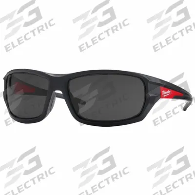 MILWAUKEE Safety Glasses: Gray Lens, Full-Frame, Black Frame - Padded Comfort-Fit Safety Glasses