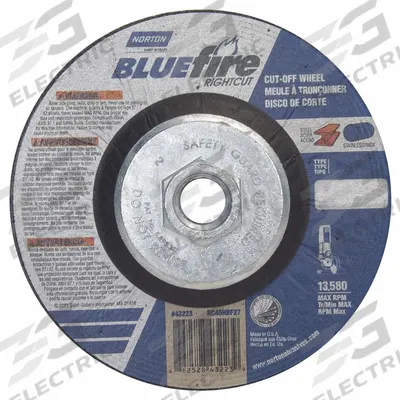 NORTON Depressed Center Cut-Off Wheel: Type 27, 4 1/2" x 1/16" x 5/8"-11, Zirconia Alumina - High-Performance Cut-Off Wheels for Carbon & Stainless Steel