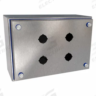 HAMMOND Push Button Enclosure: 22mm, 4 Holes, 304 Stainless Steel - Enclosures for 22mm Operators