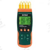EXTECH Thermocouple Thermometer: For Type E/Type J/Type K/Type R/Type S/Type T Thermocouple Type (MPN SDL200-NIST). Key specifications — Accuracy: ±0.5 % + 2 °F/1 °C (Type R, S); Brand: EXTECH; Thermocouple Temperature Fahrenheit - Maximum: 752 °F (Type T).