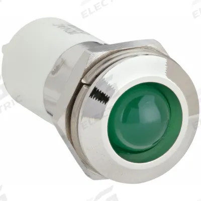 APPROVED VENDOR Raised Panel Light: 16 mm Panel Mounting Hole Dia, LED, Green, Raised Head - LED Indicator Pilot Lights