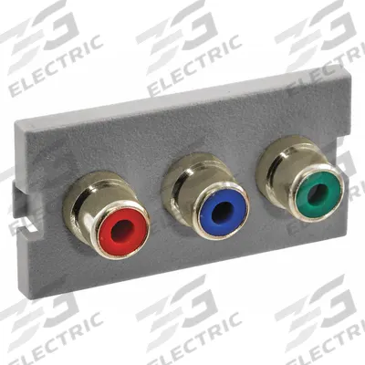 HUBBELL PREMISE WIRING Audio/Video Module: 3 Port, With RCA - Audio-Video Jacks with Frames