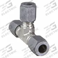 PARKER Compression Tee Fitting: 1/4 in OD x 1/4 in OD x 1/4 in OD size, 7/16"-20 Thread Size (MPN 4 JBU-SS). Key specifications — Series: Ferulok; Brand: PARKER.
