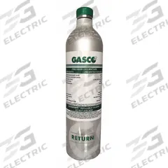 GASCO Calibration Gas: Nitrogen, +/-5% Accuracy, CH4/CO/H2S/O2, Calibration Gas, Calibration Gas (MPN X05NI80CA350009). Key specifications — For Use With: All OEM Gas Detectors; Background Gas: Nitrogen; Brand: GASCO; Gas Mixture: Hydrogen Sulfide 25 ppm.