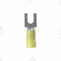 PANDUIT StrongHold(TM) EV10-8FB-Q Loose Piece Forks: Yellow, Vinyl, #8 Stud Size, Std Fork, 600 V. Key specifications — Barrel Style: Funnel Entry; Manufacturer Part Number: EV10-8FB-Q; Brand: PANDUIT; Series: EV10.