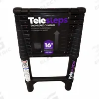 TELESTEPS Telescoping Ladder: 13 ft Ladder Size, Aluminum, 300 lb Load Capacity, 26 lb Wt (MPN 1600ET). Key specifications — Brand: TELESTEPS; Color: Black.