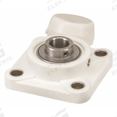 NTN 4 Bolt Flange Bearing: Radial Ball, 3/4 in Bore, Polymer, Set Screws - Food-Grade Flange-Mount Ball Bearings