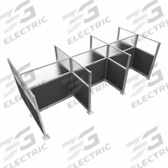 VERSARE Cubicle Kit: 72 in Overall Ht, 48 in_72 in Overall Wd, 9 Panels, Charcoal Gray (MPN HPEK-6P4-S-DGY-FR). Key specifications — Panel Color: Charcoal Gray; Brand: VERSARE; Panel Material: Fabric; Window Style: Frosted.