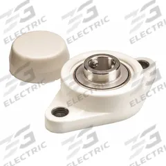 NTN 2 Bolt Flange Bearing: Radial Ball, 3/4 in Bore, Polymer, Set Screws, 4 7/16 in Lg, Rhombus (MPN SUCNFL204-12CCFG1). Key specifications — Bore Type: Cylindrical; Brand: NTN; Lubricant Material: FDA/USDA-H1 Solid Grease; Mounting Bolt Size: 3/8 in; System of Measurement: Inch; Included Bearing Cap: Closed Cap.