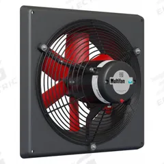 Exhaust Fan: Direct Drive, 12 in Blade, 1/16 hp, 1,410 cfm, 240V AC, 1 ph, Totally Enclosed (MPN V4E30K2M71100). Key specifications — Assembled: Assembled; Brand: MULTIFAN; Nameplate Voltage: 240V AC; Frame Material: Fiberglass; Guard Type: Intake; Method of Construction: Cast; Motor Type: Permanent Split Capacitor; Motor Insulation: Class F.