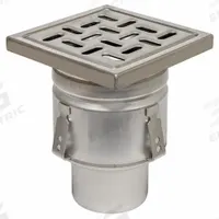 BLUCHER Floor Drain: 8 in Grate Size, 3 in Nominal Pipe Size, No Hub, Stainless Steel, Slotted (MPN BFD-323). Key specifications — Color: Silver; Connection Type: No Hub; Brand: BLUCHER.