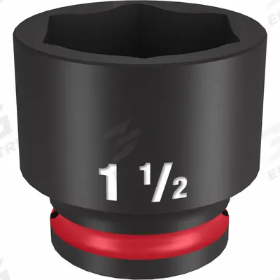 MILWAUKEE Standard Impact Socket: 1/2 in Drive Size, SAE, 1 1/2 in Socket Size, 6-Point - 1/2" Drive Impact Sockets