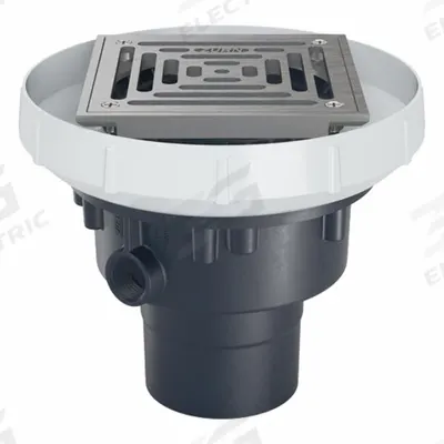 ZURN Floor Drain: 5 in Overall Dia, 6 in Grate Size, 4 in Nominal Pipe Size - Height Adjustable Floor Drains
