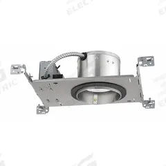 LED Recessed Down Light: Airtight New Construction, 5 in Dia, 600 lm, 3500K, 8.6 W, 120V AC (MPN IC20LED G4 06LM 35K 90CRI 120 FRPC). Key specifications — Voltage: 120V AC; Trim Color: Available Separately; Brand: JUNO LIGHTING; Ceiling Type: Flat Ceiling; Reflector or Baffle Color: No Reflector or Baffle; Trim Style: Available Separately; Dimmable: Yes; Color Temperature: 3500K.