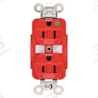 HUBBELL Receptacle: Hospital Grade Fed. Spec., Duplex, 5-15R, Red, 125V AC, 15 A, 2 Pole / 3 Wire (MPN HBL8200RED)