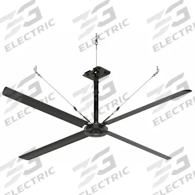 HUNTER INDUSTRIAL Ceiling Fan: 68,544 cfm Airflow, 12 ft Blade Dia, Variable Speeds, 480V AC - Industrial HVLS Ceiling Fans