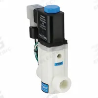 PLAST-O-MATIC Solenoid Valve: 2-Way, Normally Closed, 1/2 in Pipe Size, 120V AC, Inline Single (MPN EASYMT4V12W24-120/60-PP). Key specifications — Pipe Size: 1/2 in; Voltage: 120V AC; Brand: PLAST-O-MATIC; Coil Enclosure: Watertight.