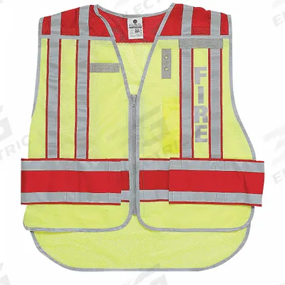APPROVED VENDOR Pro Police Safety Vest: Safety Vest ANSI Class Class 2, Green/Red, Polyester - Fire Safety Vest