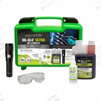 SPECTROLINE Fluorescent Leak Detection Kit: 8 oz, Bottle (MPN SPI-LTMOGYG). Key specifications — Includes: (3) AAA Batteries; Brand: SPECTROLINE; Series: LeakTracker; Battery Type: AAA; Light Type: UV LED; Product Type: Fluorescent Leak Detection Kit; Includes Batteries: Yes.