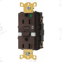 HUBBELL GFCI Receptacle: Hospital Grade, Duplex, 5-20R, Brown, GFCI, 125V AC, 20 A, 2 Pole / 3 Wire (MPN GFTR83NL)