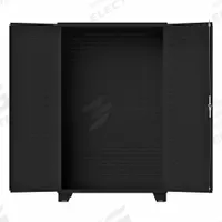 JAMCO Bin Cabinet: 48 in x 24 in 78 in, 1 Shelves, 0 Bins, Deep Box, 14 ga Panel, Black, Deep Box (MPN HO248BL). Key specifications — attr64260: Assembled; attr64275: Shelf and Bin; attr63933: JAMCO; attr64274: Black; attr64276: Powder Coated; attr146303: Steel; attr143811: Bins.