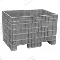 BUCKHORN Bulk Container: 13.8 cu ft, 41 5/8 in x 28 3/4 in x 27 3/4 in, Lid Not Included, Gray (MPN BF4229280051000). Key specifications — Brand: BUCKHORN; Stackable: Stacking Capable; Shape: Rectangular; Fork Entry: 2-Way Entry; Container Wall Type: Solid; Mobility: Stationary; Collapsible: Rigid; Fork Pockets: Fork Pockets Included.