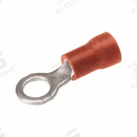 BURNDY Vinyl Ring Terminal For 22 - 16 AWG: Red, Vinyl Insulation, 3/8 in Stud Size, 600 V (MPN TP1638). Key specifications — attr1308027: BURNDY; attr1356587: Funnel Entry.