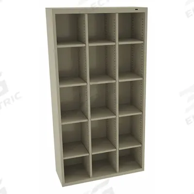 TENNSCO Cubby Cabinet: 34 1/2 in x 13 1/2 in x 66 in, 15 Compartments - Adjustable-Height Compartmented Shelving