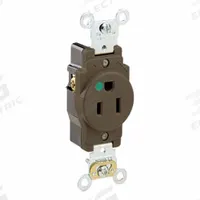 LEVITON Plugs and Receptacles: Hospital Grade, Single, 5-15R, Brown, 125V AC, 15 A, 2 Pole / 3 Wire (MPN 8210)