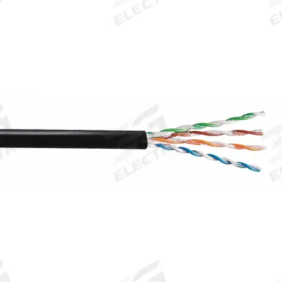 GENSPEED Outside Plant Category Cable: 1,000 ft Cable Lg, 23 AWG, Riser, Black, PE - Category 6 Cable