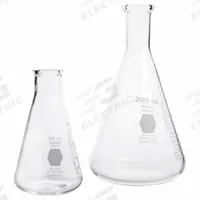 KIMBLE Erlenmeyer Flask: 1 L, Colorless, Conical, A, 8 Compatible with Stopper Size (MPN 27050-1000). Key specifications — Shape: Conical; Body Color: Colorless; Brand: KIMBLE; Compatible with Stopper Size: 8; USP Specification: Type I.