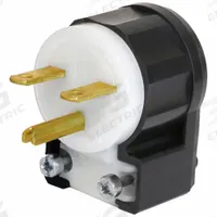 LEVITON Straight Blade Plug: 6-15P, 250V AC, 15 A, 2 Pole, 3 Blade, Black/White (MPN 5666-CA)