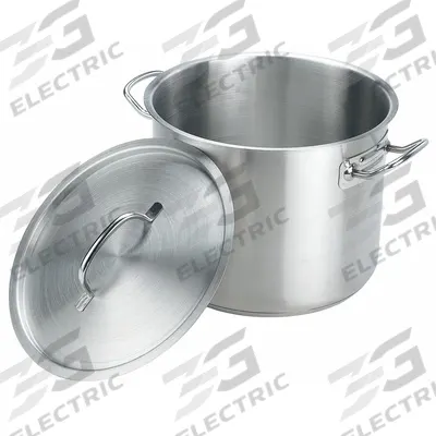 CRESTWARE Stock Pot: 24 qt Capacity, Stainless Steel, 1.5 mm Gauge, Lid Included - Stock Pots with Covers