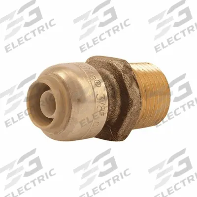 SHARKBITE Push-Fit Adapter Fitting: 3/8 in Pipe x 1/2 in Pipe Size, Push-to-Connect x MNPT - Standard Brass Push-to-Connect Tube Fittings