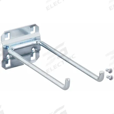 APPROVED VENDOR Double Rod Pegboard Hook: 6 1/4 in x 2 1/4 in, Screw-In, Surface - Hooks for Square-Hole Pegboard