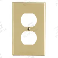 HUBBELL Wall Plate: Duplex Outlet, 1 Gang, Ivory, Std Size (MPN P8I). Key specifications — Brand: HUBBELL; Material: Polycarbonate.