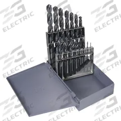 CLE-LINE Reduced Shank Drill Bit Set: 15 Pc, 1/16" to 1/2" by 32nds, 118° Point, Black Oxide HSS (MPN C21156). Key specifications — attr1236168: Metal Index.