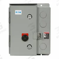 EATON NEMA Magnetic Motor Starter: Non-Reversing, 3 Poles, NEMA Size 0, 18 A, 120V AC Coil (MPN ECN0502AAA-R63/C). Key specifications — attr211388: EATON; attr951451: 1NO/1NC; attr951453: 110/120V AC; attr951489: Three; attr984425: 1NO/1NC; attr984429: Pilot Light; attr997361: None (Not Applicable to Electronic Overloads).