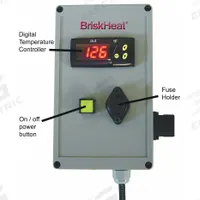 BRISKHEAT Temperature Controller: 4 3/4 in Overall Ht, 3 3/4 in Overall Lg, 4 3/4 in Overall Wd (MPN TTD999-K120). Key specifications — Product Type: Temperature Controller; Brand: BRISKHEAT.