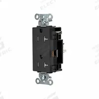 HUBBELL Receptacle: Decorator Duplex, 5-20, Black, 125V AC, 20 A, 2 Pole / 3 Wire (MPN DR20STBKTR)