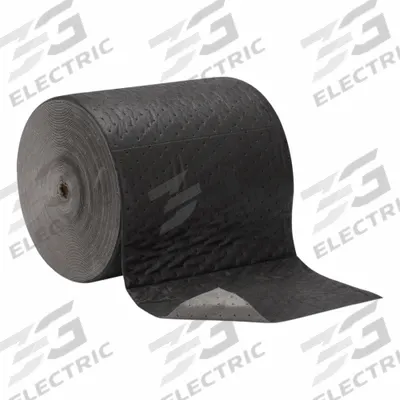 PIG Sorbent Roll: 150 ft Lg, 16 in Wd, Black/Gray, Polypropylene, 150 ft Roll Lg - Sorbent Rolls