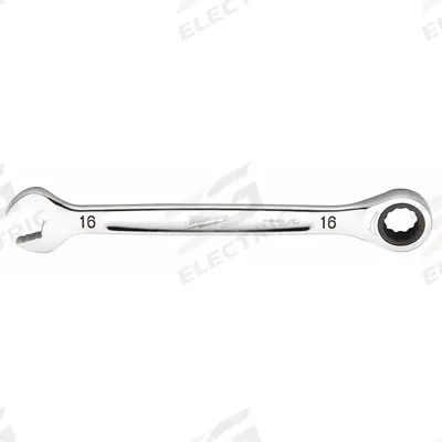 MILWAUKEE Ratcheting Combination Wrench: Chrome Vanadium Steel, Chrome, 16 mm Head Size - Metric 12-Point Ratcheting Combination Wrenches