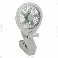 TREVA/O2COOL Cooling Fan: 5 in Blade Dia, Non-Oscillating, 82 cfm_159 cfm Airflow, Clip-On, 2 Speeds (MPN FC05807). Key specifications — Voltage: 3V DC; Oscillation: Non-Oscillating; Number of Speeds: 2; Power Source: Battery; Brand: TREVA/O2COOL.