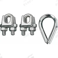 RONSTAN Wire Rope U-Bolt Clip and Thimble Kit: 1/4 in Compatible Rope Dia, 4 3/4 in Rope Turnback Lg (MPN ID003404-06). Key specifications — Clip Material: Stainless Steel; Thimble Material: Stainless Steel; Brand: RONSTAN.