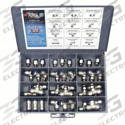 AIGNEP Kit With Nickel Brass Fittings: Brass, 90 Pieces - Push-to-Connect Tube Fitting Kits