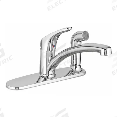 AMERICAN STANDARD Low Arc Kitchen Faucet: Colony Pro, Cast Brass, Widespread, Deck - Single-Post Kitchen Faucets with Sprayers